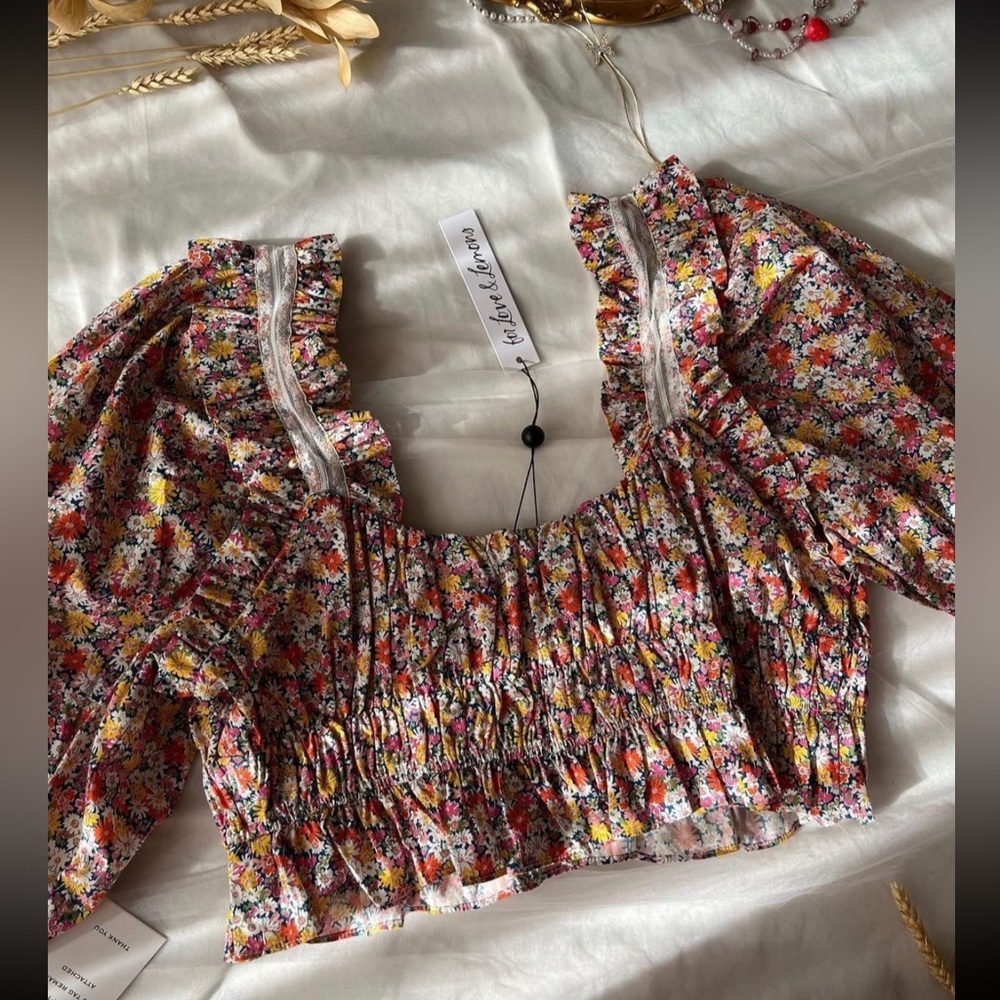 NWT For Love and Lemons - floral crop top - Sz 1X